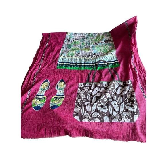 Inoui Tooch Scarf Sarong Beach Wrap Dress Shoes Bag Pink Green - Picture 7 of 7